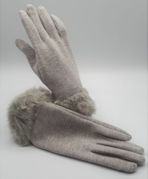 Faux Fur Wristlet Grey