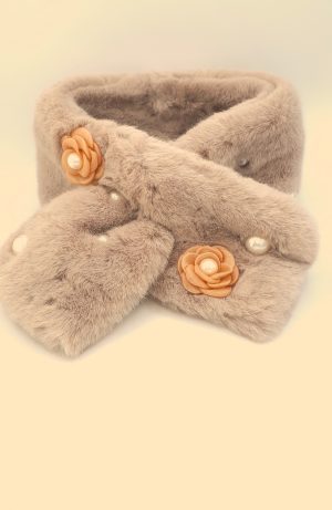 Pearl & Floral Faux Collar Taupe